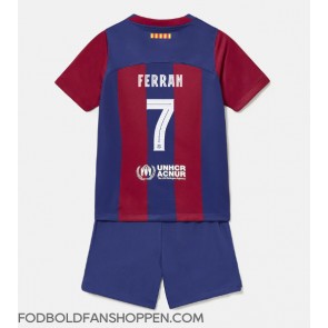 Barcelona Ferran Torres #7 Hjemmebanetrøje Børn 2023-24 Kortærmet (+ Korte bukser)